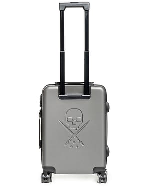 valise cabine Blaq PAq Rhino grise vue dos dépliée